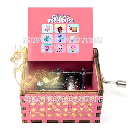 Gabby Dollhouse Kids Söpöt Mini käsikampi Musiikkilaatikko Sarjakuva Anime-kuvioprintti Lelu Tytöt Makuuhuoneen koristeet Syntymäpäiväjuhlalahjat