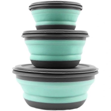 3-delt foldbart skålsæt madopbevaring udendørs porcelæn silikone foldbar madkasse bærbar egnet til udendørs camping vandring