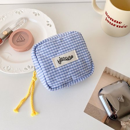 Makeup taske, læbestift pung, lille makeup taske, kan bruges som håndtaske eller møntpung, med lynlås, dame makeup taske med snøre, lilla.