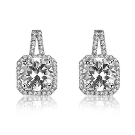 1 par kubiske sterling sølv ørestikker, funklende, moderigtige, elegante dråbe smykker til kvinder og damer.