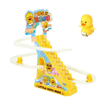 Elektrisk Ælling trappe klatring legetøj blinkende led lys skinne bil and race bane legetøj