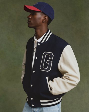 GANT Herren Leather Mix Varsity Jacket (L) Blau