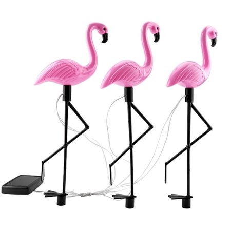 3X Solar LED Trädgårdsspett Flamingo Lampa Utomhus Landskap Gräsmatta Belysning Dekoration Prydnad Däck Uppfart Gångväg Uteplats