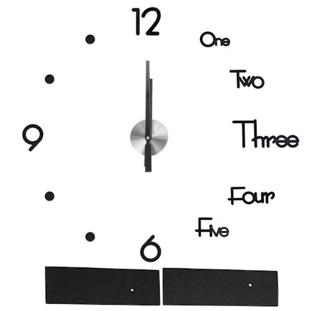 Rammeløs Svart Selvklebende Veggklokke DIY Speilklistremerke for Hjemmekontor Dekor Medium Størrelse