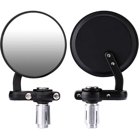 Par med runde speil for motorsykler, tilpasset 22 mm styre, personlig håndtak og kropp i svart farge