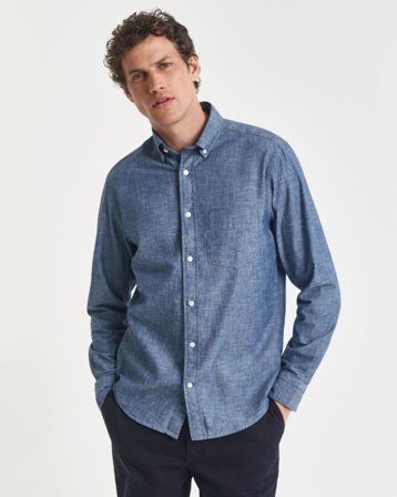 GANT Herren Regular Fit Indigo Chambray Hemd (S) Blau