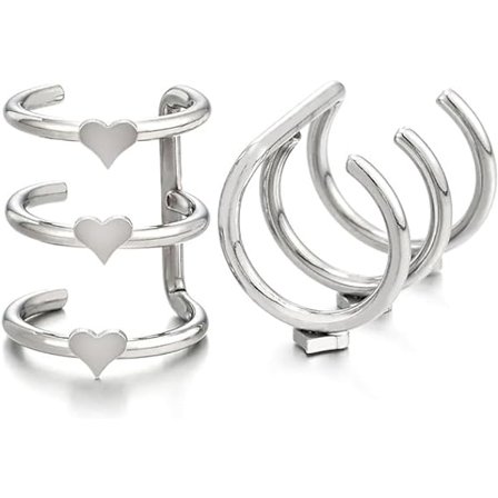 4 st Clip-on Hoop Örhängen - Hoop Örhängen med Hjärta - för