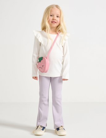 Lindex Leggings Flare 2X2 Rib - Purple - 104