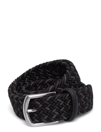 Anderson's Elastic Woven Belt Black - 3,5 - Silver - 95