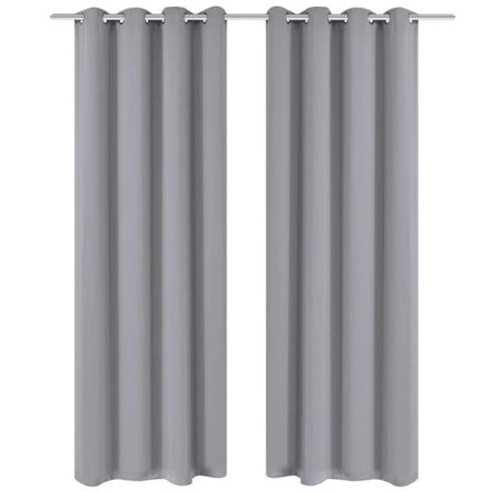 vidaXL Mörkläggningsgardiner 2 st med öljetter 135x175 cm grå