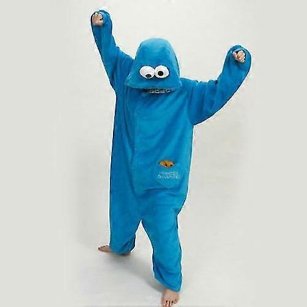 Voksen Sesamgade Cookie Monster Kostume Pyjamas Sæt