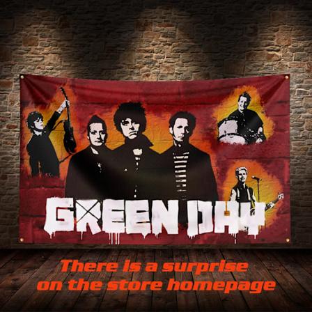3 x 5 fot G-Green Days Flaggbanner Musik Poster Äventyr Gobeläng Bakgrund Trädgårdsfest Banner Rum Garage Vardagsrum Dekoration ZZZ1208 90 x 150cm