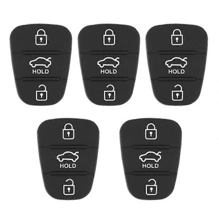 5 stk Erstatnings Nøkkel Fjernkontroll Skall Gummi 3-knapps Pad Passer Hyundai Passer Kia (med Bokstav)