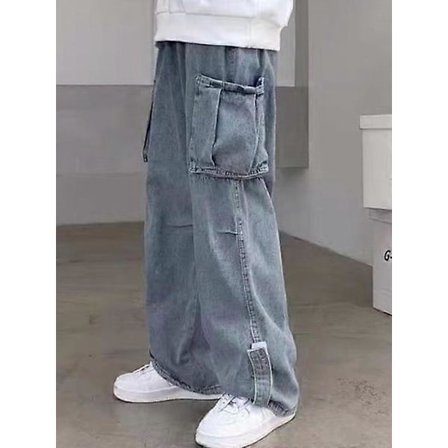 JWL-Denim Byxor Herr Jeans Denim Cargo Byxor Baggy Vida Ben Jeans Casual Höst Vinter Koreansk Streetwear Hip Hop Cowboy