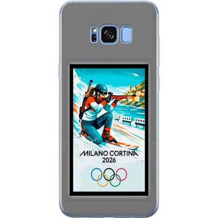 Kompatibelt Mobildeksel til Samsung Galaxy S8 Retroplakat Cortina Milano 2026 med fjell, vintersportsutøvere, italienske trikolor, Milano-katedralen o