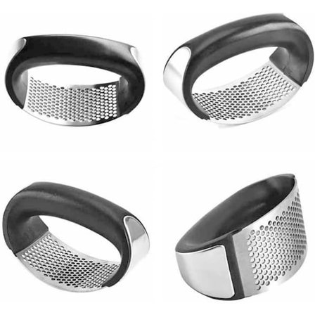 1 stk Vendbar hvitløkspresse i rustfritt stål med håndtak