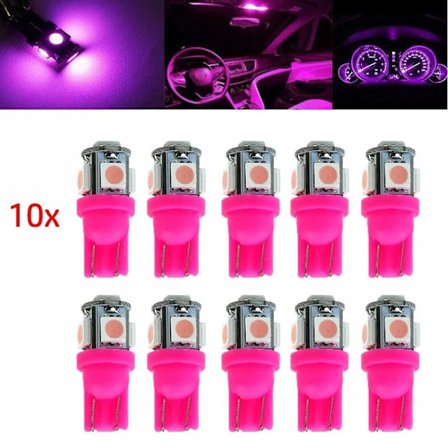 T10 w5w pink/rosa LED-lampor med 5 st 5050SMD chip, 12V DC, 10-pack.