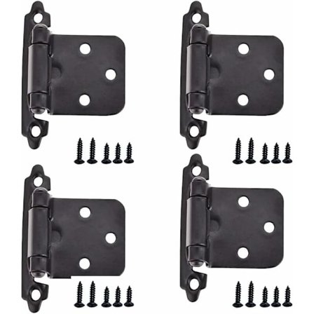 4 pak selvlukkende hængsler, 270 graders hængsel, poleret krom møbelskab hængsler, køkkenskab planforsænket hængsel med skruer (sort)