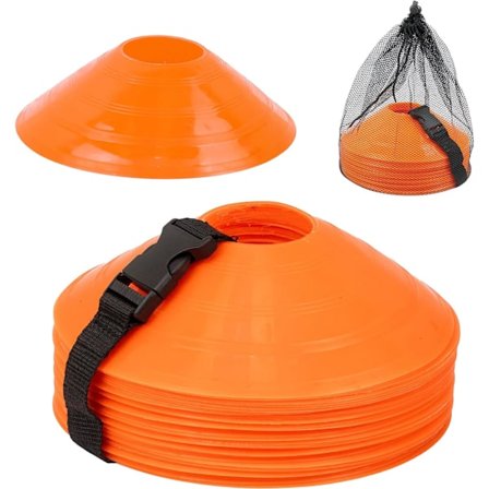 Fotballkjegler for øvelser med nettpose og stropp - Fleksible, robuste sportskjegler for fotballtrening, basketball, trening - Agility Cone Sport for 