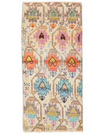 Moroccan Berber - Afghanistan Handknuten 84X184 Hallmatta Brun/Orange Afghanistan