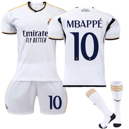 23-24 Real Madrid Home Fotballdrakt for barn nr. 10 Mbappé E