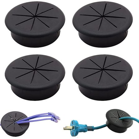 4 stk. Sorte Plastik Bordgennemføringer, Fleksible Bordgennemføringer