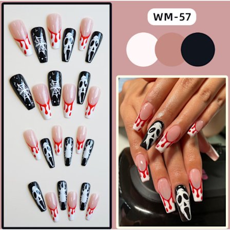 Almond Nail Long T Finished False Nail Halloween Cross border Fre