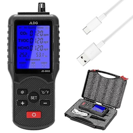 CO2-måler CO2-sensordetektor Luftkvalitetsmonitor Luftanalysator med temperatur- og fuktighetsdisplay 400-5000ppm måleområde