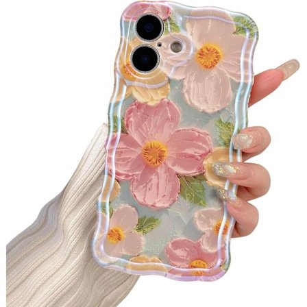 Kotelo iPhone 11:lle, Värikäs öljyvärimaalaus Kukkakuvioinen Kihara Aalto Puhelinkuori TPU Suojakotelo Tytöille Naisille - Vihreä
