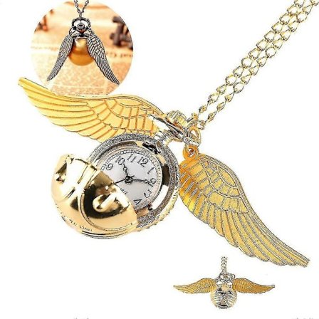 Gylden Snitch 3D Halskjede - Harry Potter Vinger Lommeur Smykker