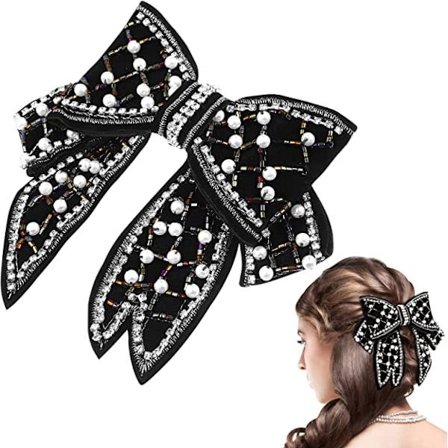 Stor sløyfehårnål (svart) Vann diamantperle hårnålperle sløyfe C