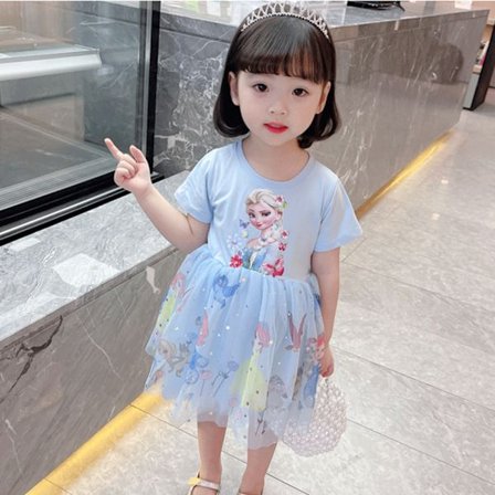 Frozen Elsa Princess Girl Spets Rainbow Födelsedagsfest Barnklänning - spot sales