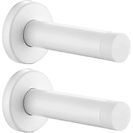 2-pack Vita 304 Rostfria Förtjockade 1mm Ljudisolerade Dörrbuffertar med Väggskydd för SBSG Dörrstopp