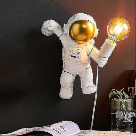Børneværelsesvæglampe med afbryder og stik, moderne astronautvæglampe til børneværelset med 1,5 m kabel, E27 indendørs væglampe til drenge og piger, 