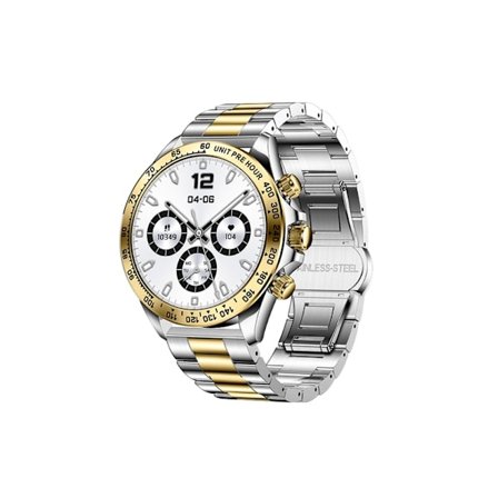 Smartwatch med Bluetooth-samtal, roterande knapp, pulsmätning och blodtrycksmätning, silver