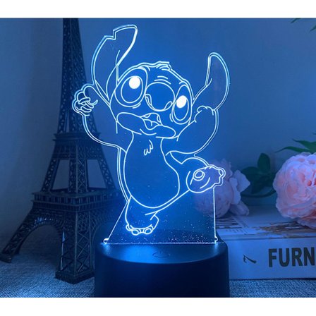 Wekity 3d Stitch Kreativ Present Fjärrkontroll Touch Färgglad Usb Bordslampa En Usb Svart Touch Färgglad