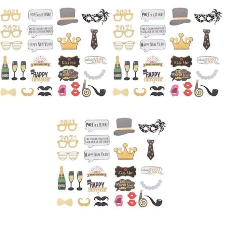 84 st fotobåsprylar 2021 Gott nytt år bildrekvisita roliga selfie-rekvisita festliga festtillbehör för festbankett