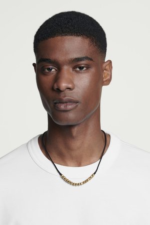 COS Men's Beaded Cord Necklace in Gold-coloured