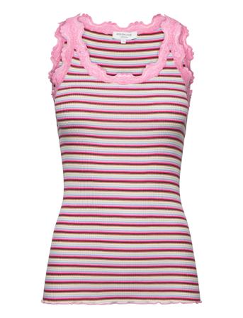 Silk Top W/ Lace T-shirts & Tops Sleeveless Rosa Rosemunde*Betinget Tilbud