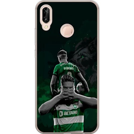 Yhteensopiva Puhelinkuori Huawei P20 lite Neonmotiivi, jossa teksti "Gaming is in my DNA" sinisenä ja punaisena tiiliseinällä, jossa loistava DNA-spir