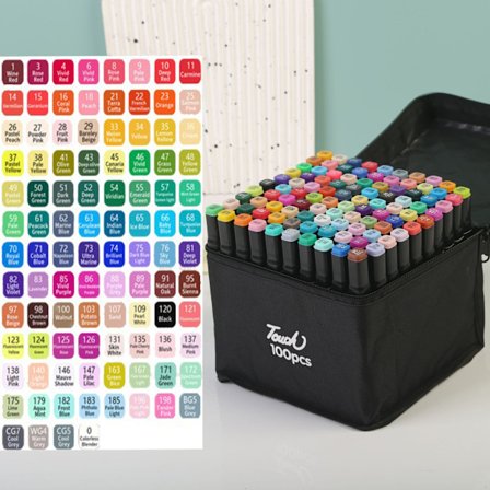 100 väriä tussit, kaksipäiset piirustusoppilaiden taidetarvikkeet, nopeasti kuivuvat siveltimet, vesiväritussit