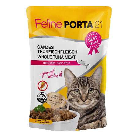 Porta21 - Feline Tunfisk med Aloe Vera Kattepose 100g - Katt - Kattefôr & kattemat - Våtfôr og våtmat - ZOO.no