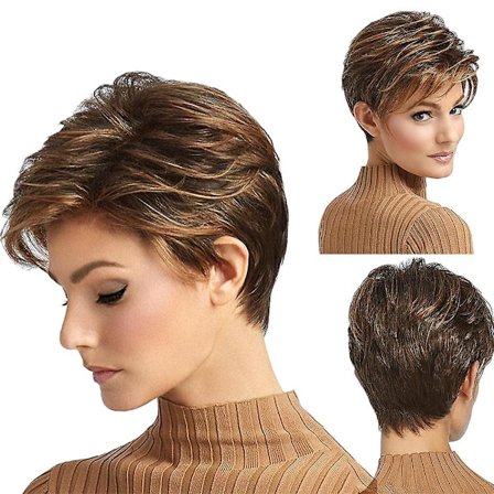 Gradient syntetisk fiber kort krøllet hår fuld parykker til kvinder varmebestandig(A)