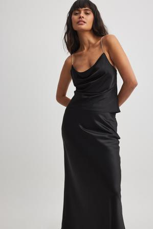 NA-KD Party Débardeur strassé à décolleté cascade - Débardeurs - Noir - EU 38