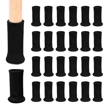 24 stk. Stofsokker til Stolben, Møbelben, Skridsikre Puder til Stolben med Diameter 1"-2" (sort)