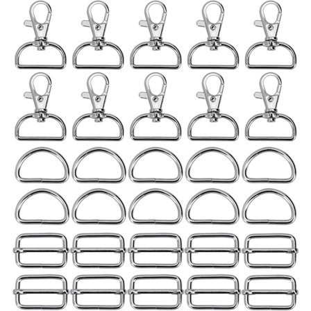 Metall Nyckelring Bulk Svängbara Karbinhakar D-ringar och Spännen för DIY Hantverk Ryggsäck Handväska Läderbälte 10 Set