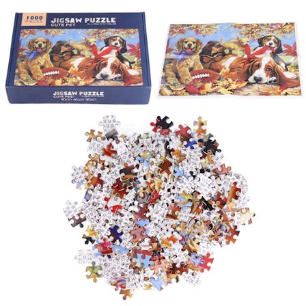 1000 brikker hundemønster puslespil familie sød tegneserie kæledyr puslespil spil pædagogisk legetøj til børn voksne
