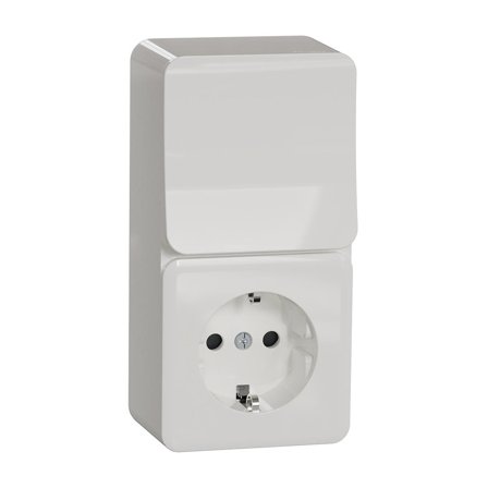 Schneider Electric Exxact Kombi-strømstiller strømstiller + 1-veisuttak Trapp/1-polet, Strømbrytere & vegguttak