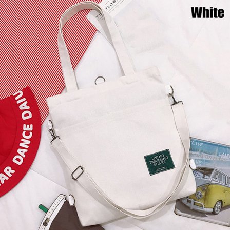 Kvinnor enkla axelväskor Travel Canvas Handväskor vit - high quality