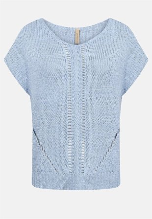 Soyaconcept - Stickad tröja med hålmönster - ljusblå - för damer - 38/40 (S/M) - Cellbes